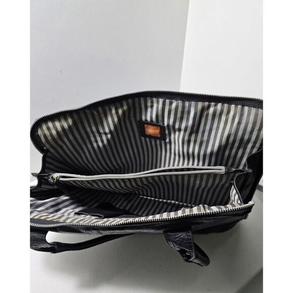 Latico Black Leather Business Tote Briefcase Laptop Case Organizer Woven Pocket - Picture 14 of 16